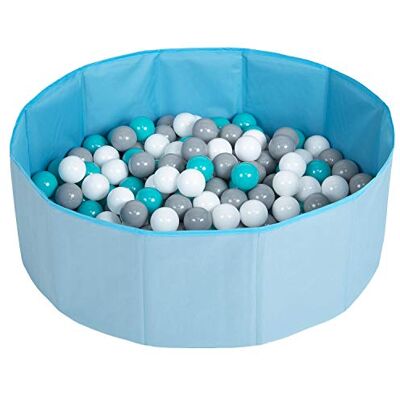 Selonis Piscina dobrável com bolas coloridas de 100 bolas NZ-78-BLUE, azul: branco/cinzento/turquesa Selonis Piscina dobrável com bolas coloridas de 100 bolas NZ-78-BLUE, azul: branco/cinzento/turquesa