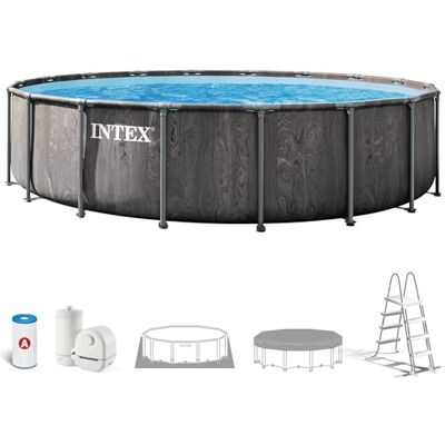 Intex Piscina desmontável, Greywood Prism Frame Premium, D549 x 122 cm, capacidade 24,311 litros, escada, tapeçaria, cobertor, depuradora cartucho, montagem 60 minutos, conexões Ø 38 mm (56099 mm 4) Intex Piscina desmontável, Greywood Prism Frame Premium, D549 x 122 cm, capacidade 24,311 litros, escada, tapeçaria, cobertor, depuradora cartucho, montagem 60 minutos, conexões Ø 38 mm (56099 mm 4)