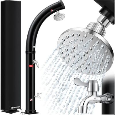 KESSER ® Chuveiro solar de jardim, arco de chuveiro solar incluído. Capô de proteção de água quente 20 litros máximo de 60 °C sem conexão à rede elétrica, chuveiro de piscina campismo KESSER ® Chuveiro solar de jardim, arco de chuveiro solar incluído. Capô de proteção de água quente 20 litros máximo de 60 °C sem conexão à rede elétrica, chuveiro de piscina campismo