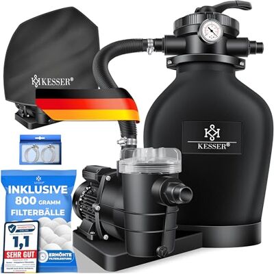 KESSER ® Sistema de filtragem de areia filtro de areia 700 g de bolas de filtragem substituem 25 kg de areia de filtração válvula de 7 vias com indicador de pressão filtro de piscina KESSER ® Sistema de filtragem de areia filtro de areia 700 g de bolas de filtragem substituem 25 kg de areia de filtração válvula de 7 vias com indicador de pressão filtro de piscina