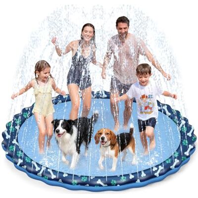 HaoVrisn Jogos de água para crianças no exterior, 200 cm jogos de piscina para crianças, Splash Pad jogos ao ar livre crianças com impressões e desenhos de ossos, antiderrapante e fundo de PVC espesso HaoVrisn Jogos de água para crianças no exterior, 200 cm jogos de piscina para crianças, Splash Pad jogos ao ar livre crianças com impressões e desenhos de ossos, antiderrapante e fundo de PVC espesso