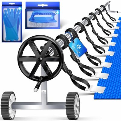 KESSER ® Enrolador de piscina premium sistema de rolo 3 m 5,70 m com rodas para tela solar, dispositivo móvel de enrolar da cobertura da piscina e da cobertura, Incl. Fitas KESSER ® Enrolador de piscina premium sistema de rolo 3 m 5,70 m com rodas para tela solar, dispositivo móvel de enrolar da cobertura da piscina e da cobertura, Incl. Fitas