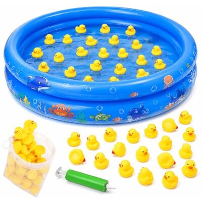 FuYelng 25 peças piscina bebé com pátio de borracha e bomba de ar, 90 × 20 Piscina insuflável infantil verão redondo banheira bebé, para jogos aquáticos casas de banho festas de verão FuYelng 25 peças piscina bebé com pátio de borracha e bomba de ar, 90 × 20 Piscina insuflável infantil verão redondo banheira bebé, para jogos aquáticos casas de banho festas de verão