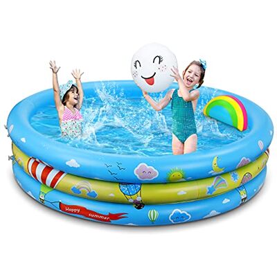 Jojoin Piscina insuflável, piscina insuflável para crianças, 2 almofadas insufláveis, material PVC plástico, festa de verão na piscina interior ao ar livre 120 cm * 30 cm Jojoin Piscina insuflável, piscina insuflável para crianças, 2 almofadas insufláveis, material PVC plástico, festa de verão na piscina interior ao ar livre 120 cm * 30 cm