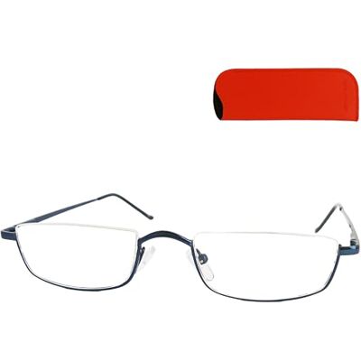 Mini Brille Óculos de leitura para homem e mulher, estilo vintage, armação metálica leve, dobradiça flexível, design clássico e sofisticado, azul Mini Brille Óculos de leitura para homem e mulher, estilo vintage, armação metálica leve, dobradiça flexível, design clássico e sofisticado, azul