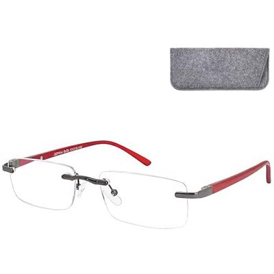 Mini Brille Óculos de leitura retangulares sem armação com capa protetora Mini Brille Óculos de leitura retangulares sem armação com capa protetora