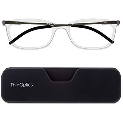 ThinOptics Óculos Presbiopia 1.50, armação transparente, capa ThinOptics Óculos Presbiopia 1.50, armação transparente, capa