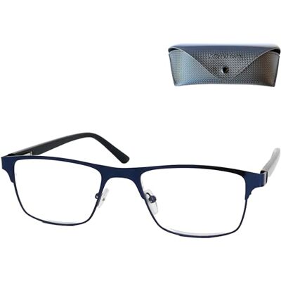 Mini Brille Óculos de leitura para homem e mulher, armação retangular unissexo em aço inoxidável, cristais transparentes, design leve e elegante, inclui estojo, O azul escuro parece preto Mini Brille Óculos de leitura para homem e mulher, armação retangular unissexo em aço inoxidável, cristais transparentes, design leve e elegante, inclui estojo, O azul escuro parece preto
