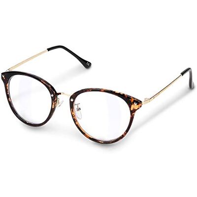 Navaris Óculos sem graduação Óculos redondos estilo retro com vidro transparente Para mulher homem unissexo moldura de acetato castanho carey Navaris Óculos sem graduação Óculos redondos estilo retro com vidro transparente Para mulher homem unissexo moldura de acetato castanho carey
