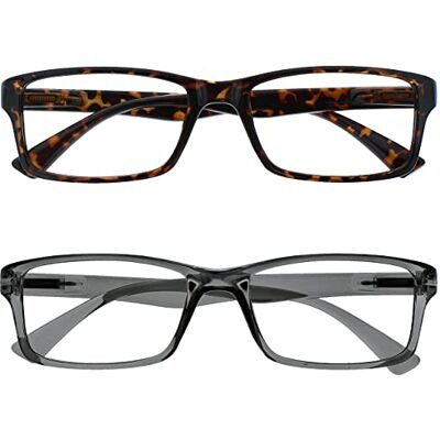OPULIZE Pacote de 2 óculos de distância curta com visão marrom carey cinza para homem e mulher MM92-27 -2.50 OPULIZE Pacote de 2 óculos de distância curta com visão marrom carey cinza para homem e mulher MM92-27 -2.50