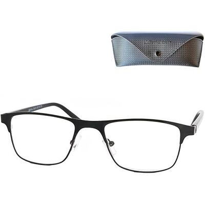 Mini Brille Óculos elegantes luz azul unissexo para leitura com lentes retangulares, armação quadrada de aço inoxidável, para homem e mulher, preto Mini Brille Óculos elegantes luz azul unissexo para leitura com lentes retangulares, armação quadrada de aço inoxidável, para homem e mulher, preto