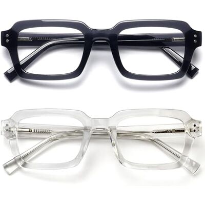 OPULIZE EDG Reading Óculos de bloqueio de luz azul para mulheres e homens, anti-refletivo anti-brilho computador e jogos de lentes, 2 Pack preto / transparente OPULIZE EDG Reading Óculos de bloqueio de luz azul para mulheres e homens, anti-refletivo anti-brilho computador e jogos de lentes, 2 Pack preto / transparente