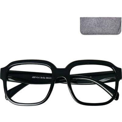 Mini Brille Stilvolle Vintage Lesebrille Dicker Rahmen mit XL großen kratzfesten Gläsern, Etui grátis, Kunststoff Brillengestell (Schwarz), Blaulichtfilter Lesehilfe Damen und Herren + 1,0 Dioptrien Mini Brille Stilvolle Vintage Lesebrille Dicker Rahmen mit XL großen kratzfesten Gläsern, Etui grátis, Kunststoff Brillengestell (Schwarz), Blaulichtfilter Lesehilfe Damen und Herren + 1,0 Dioptrien