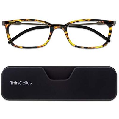 ThinOptics Óculos Presbiopia Connect, estojo para homem e mulher, dobráveis, Tartaruga ThinOptics Óculos Presbiopia Connect, estojo para homem e mulher, dobráveis, Tartaruga