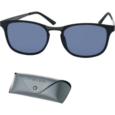 Mini Brille Óculos de sol de leitura unissexo, óculos graduados com aumento para homem e mulher, proteção UV 400, armação retangular preta com pinos metálicos, estilo moderno para exteriores, preto Mini Brille Óculos de sol de leitura unissexo, óculos graduados com aumento para homem e mulher, proteção UV 400, armação retangular preta com pinos metálicos, estilo moderno para exteriores, preto