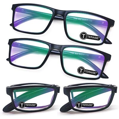 TERAISE Pacote de 4 óculos de leitura com bloqueio de luz azul, mini lentes dobráveis para homens e mulheres, leves, para leitura de computador, armação com estojo para óculos TERAISE Pacote de 4 óculos de leitura com bloqueio de luz azul, mini lentes dobráveis para homens e mulheres, leves, para leitura de computador, armação com estojo para óculos