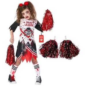 Morph Disfarce animadora zombie menina, disfarces zombies assustadores, fato cheerleader terror, disfarce de Halloween para menina XL Morph Disfarce animadora zombie menina, disfarces zombies assustadores, fato cheerleader terror, disfarce de Halloween para menina XL