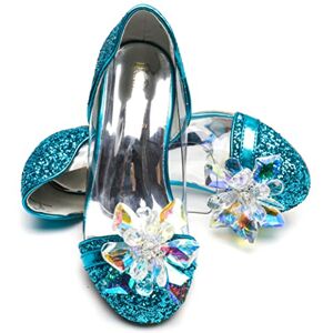 Elsa Sapatos de princesa para menina, salto 3 cm, sapatos de fantasia com brilhos e cristais, para festas, aniversários e cosplay, salto menina princesa (BLU14), Blu14 Sh Elsa Sapatos de princesa para menina, salto 3 cm, sapatos de fantasia com brilhos e cristais, para festas, aniversários e cosplay, salto menina princesa (BLU14), Blu14 Sh