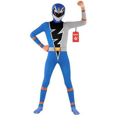 Morphsuits Fato Power Ranger azul para criança, fato Power Rangers, disfarces para Halloween e carnaval, S Morphsuits Fato Power Ranger azul para criança, fato Power Rangers, disfarces para Halloween e carnaval, S