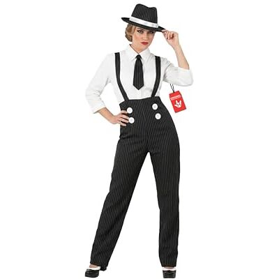 Fun Shack Disfarce de gangster para mulher, fantasia máfia, anos 20, disfarces carnaval e Halloween para mulher, Preto, L Fun Shack Disfarce de gangster para mulher, fantasia máfia, anos 20, disfarces carnaval e Halloween para mulher, Preto, L