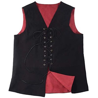 GRACEART Renascença medieval t-shirts de alças reversível gótico pirata colete (XXL, preto/vermelho), Preto / Vermelho, XXL GRACEART Renascença medieval t-shirts de alças reversível gótico pirata colete (XXL, preto/vermelho), Preto / Vermelho, XXL