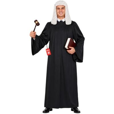 Fun Shack Disfarce juiz homem, disfarce magistrado Halloween homem Toga comprida preta, estilo de magistrado com autoridade, perfeito para o Halloween, ideal para se vestir Fun Shack Disfarce juiz homem, disfarce magistrado Halloween homem Toga comprida preta, estilo de magistrado com autoridade, perfeito para o Halloween, ideal para se vestir