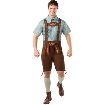 Funidelia Traje de Oktoberfest para homem, tirolês, bávaro, inclui camisa de manga curta e peito fato para adultos para festas, carnaval e Halloween, tamanho L Funidelia Traje de Oktoberfest para homem, tirolês, bávaro, inclui camisa de manga curta e peito fato para adultos para festas, carnaval e Halloween, tamanho L