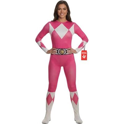 Morphsuits Disfarce Power Ranger rosa, disfarce Halloween mulher, S Morphsuits Disfarce Power Ranger rosa, disfarce Halloween mulher, S