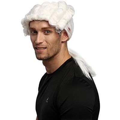 WIG ME UP 0061-P60 Peruca homens carnaval Halloween barroco renascimento encaracolado trança branca rei duque juiz magistrado hidalgo nobre WIG ME UP 0061-P60 Peruca homens carnaval Halloween barroco renascimento encaracolado trança branca rei duque juiz magistrado hidalgo nobre