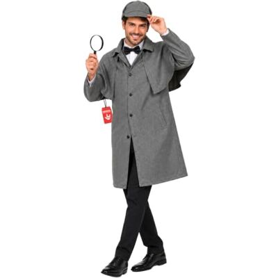 Fun Shack Detective vitoriano para homem, disfarces Sherlock Holmens, fato vitoriano, disfarce carnaval e Halloween Abrigo con Capa, Chaleco con Pechera, Sombrero de Doble Pico & Pajarita, Perfecto para Halloween, Ideal para Disfrazarse Fun Shack Detective vitoriano para homem, disfarces Sherlock Holmens, fato vitoriano, disfarce carnaval e Halloween Abrigo con Capa, Chaleco con Pechera, Sombrero de Doble Pico & Pajarita, Perfecto para Halloween, Ideal para Disfrazarse
