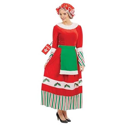 Fun Shack Disfarce mãe Natal mulher, fato de natal adulto, vestido de mãe natal, disfarces para carnaval e Halloween, Vermelho, L Fun Shack Disfarce mãe Natal mulher, fato de natal adulto, vestido de mãe natal, disfarces para carnaval e Halloween, Vermelho, L