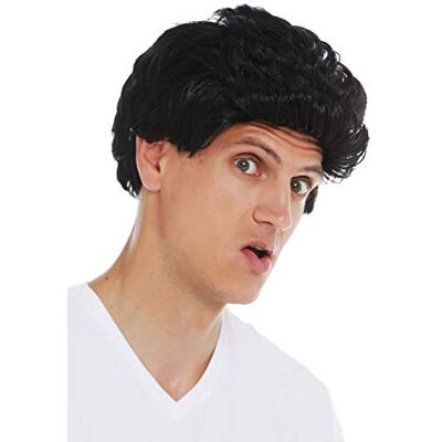 WIG ME UP 7064-P103 Peruca carnaval Halloween homens cabelo curto ondulado tupé 50 os 60 preto WIG ME UP 7064-P103 Peruca carnaval Halloween homens cabelo curto ondulado tupé 50 os 60 preto