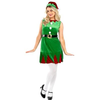 Fun Shack Disfarce Elfo de mulher de Natal, fato de lfa para adulto, vestido elfo para carnaval e Halloween, verde, M Fun Shack Disfarce Elfo de mulher de Natal, fato de lfa para adulto, vestido elfo para carnaval e Halloween, verde, M