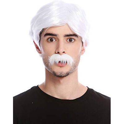 WIG ME UP 4219-ZA62 Peruca e bigode homens Halloween carnaval retro gigoló velho polícia de 1970 branco WIG ME UP 4219-ZA62 Peruca e bigode homens Halloween carnaval retro gigoló velho polícia de 1970 branco