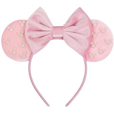 DRESHOW Orelhas de rato diadema com laço decoração de festa com purpurinas disfarce de cosplay para mulheres DRESHOW Orelhas de rato diadema com laço decoração de festa com purpurinas disfarce de cosplay para mulheres