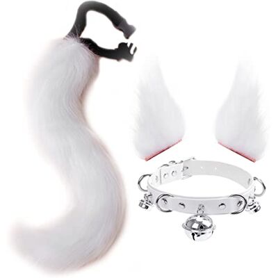 DRESHOW Pele sintética de raposa orelhas de gato pinça para o cabelo disfarce de festa de Halloween colar cosplay conjunto para mulheres DRESHOW Pele sintética de raposa orelhas de gato pinça para o cabelo disfarce de festa de Halloween colar cosplay conjunto para mulheres