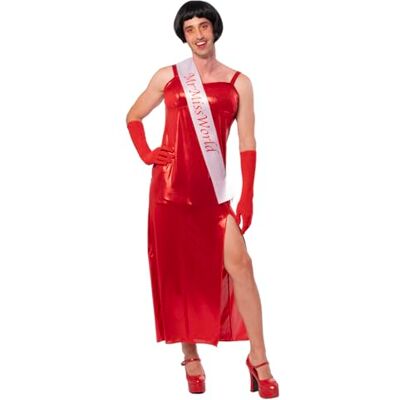 Rubies Disfarce Sr. World para adulto, Mister Mundo, namorada para adultos, para homens, vestido com seios, luvas e banda, licença oficial para despedidas de solteiro, festas, despedidas de solteiro Rubies Disfarce Sr. World para adulto, Mister Mundo, namorada para adultos, para homens, vestido com seios, luvas e banda, licença oficial para despedidas de solteiro, festas, despedidas de solteiro