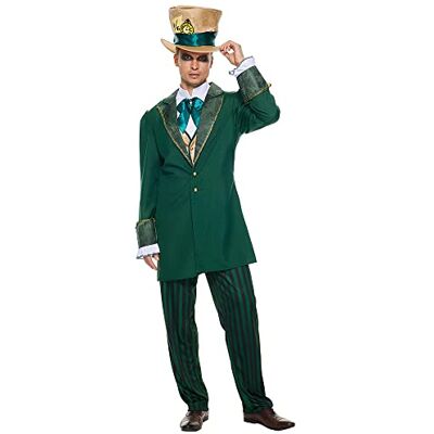 EraSpooky Fantasia de chapéu louco para homem adulto para cosplay de festa Halloween, carnaval, roupa de festa temática EraSpooky Fantasia de chapéu louco para homem adulto para cosplay de festa Halloween, carnaval, roupa de festa temática