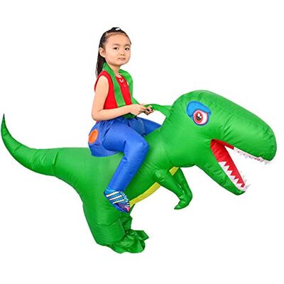 LOLANTA Disfarce insuflável de dinossauro infantil disfarces de festa de fantasias de Halloween disfarces de T-Rex, verde, 3-6 anos/90-130 cm, S LOLANTA Disfarce insuflável de dinossauro infantil disfarces de festa de fantasias de Halloween disfarces de T-Rex, verde, 3-6 anos/90-130 cm, S