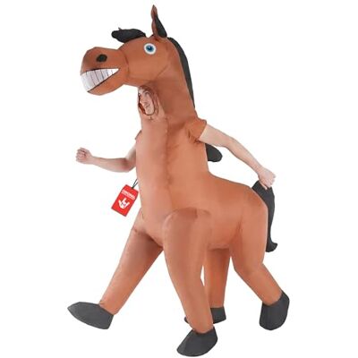 Morph Traje insuflável cavalo adulto, fato divertido para carnaval e Halloween, disfarces de tamanho único, tamanho único Morph Traje insuflável cavalo adulto, fato divertido para carnaval e Halloween, disfarces de tamanho único, tamanho único