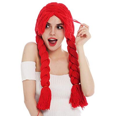 WIG ME UP 840357-P13 Peruca carnaval mulheres boneca Doll tecido grosso cabelo da boneca trançado tranças vermelhas compridas WIG ME UP 840357-P13 Peruca carnaval mulheres boneca Doll tecido grosso cabelo da boneca trançado tranças vermelhas compridas