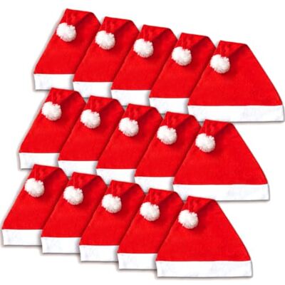 Jonami 15 Chapéus de Pai Natal, Chapéu de Natal e Chapéus de Papai Noel Tradicionais Vermelhos e Brancos. Acessórios de Natal para Presentes de Festividades Jonami 15 Chapéus de Pai Natal, Chapéu de Natal e Chapéus de Papai Noel Tradicionais Vermelhos e Brancos. Acessórios de Natal para Presentes de Festividades