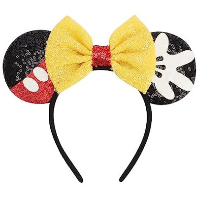 DRESHOW Orelhas de rato diadema com laço decoração de festa com purpurpurinas disfarce de cosplay para meninas e mulheres DRESHOW Orelhas de rato diadema com laço decoração de festa com purpurpurinas disfarce de cosplay para meninas e mulheres