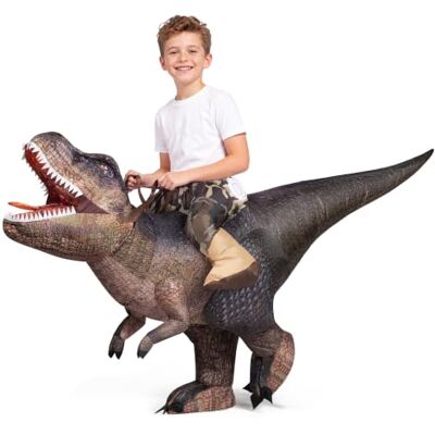 Spooktacular Creations Traje insuflável de T-Rex para crianças, disfarces divertidos de nuvens de ar, disfarces de dinossauros com impressão digital para festas de disfarces de Halloween Spooktacular Creations Traje insuflável de T-Rex para crianças, disfarces divertidos de nuvens de ar, disfarces de dinossauros com impressão digital para festas de disfarces de Halloween