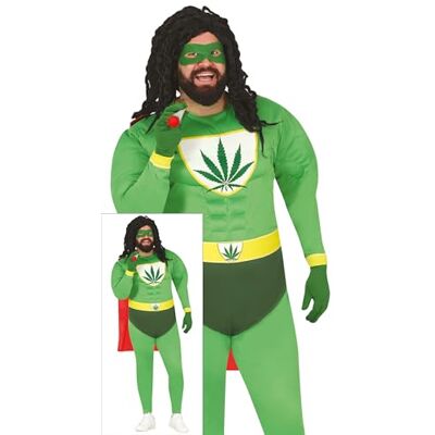 FIESTAS GUIRCA Festas GUIRCA Disfarce super-herói marijuana adulto (56-58/XXL) Antiface, capa, cinto, luvas e macacão disfarces de super-heróis e vilões para despedidas de solteiro e festas de disfarces FIESTAS GUIRCA Festas GUIRCA Disfarce super-herói marijuana adulto (56-58/XXL) Antiface, capa, cinto, luvas e macacão disfarces de super-heróis e vilões para despedidas de solteiro e festas de disfarces