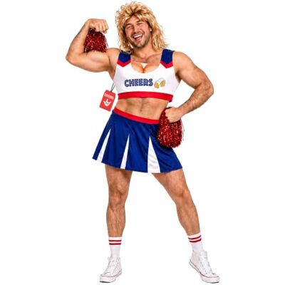 Fun Shack Disfarce animadora homem, disfarce Cheerleader Halloween, multicolorido Fun Shack Disfarce animadora homem, disfarce Cheerleader Halloween, multicolorido