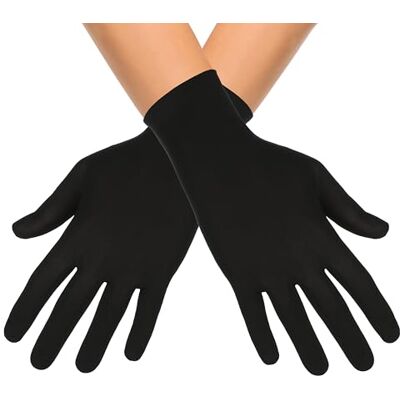KarneLux Luvas pretas: 1 par de luvas para homem e mulher como acessório de fantasia, acessório para carnaval, Halloween ou festas temáticas, Preto KarneLux Luvas pretas: 1 par de luvas para homem e mulher como acessório de fantasia, acessório para carnaval, Halloween ou festas temáticas, Preto