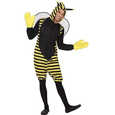 Atosa Disfarce abelha para homem e mulher inclui macacão amarelo com capuz, asas e luvas, disfarce original e divertido para adultos, carnaval, Halloween e festas temáticas, amarelo M-L Atosa Disfarce abelha para homem e mulher inclui macacão amarelo com capuz, asas e luvas, disfarce original e divertido para adultos, carnaval, Halloween e festas temáticas, amarelo M-L