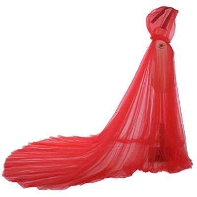 GRACEART Mulheres Princesa Capa Manto De Casamento De Tule Capa com Capuz Longo Disfarce de Halloween para (Vermelho) GRACEART Mulheres Princesa Capa Manto De Casamento De Tule Capa com Capuz Longo Disfarce de Halloween para (Vermelho)