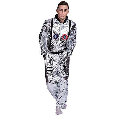 EraSpooky Fantasia de Astronauta Prata para Homem Cadete do Espaço Americano Luxo, PRATEADO, M EraSpooky Fantasia de Astronauta Prata para Homem Cadete do Espaço Americano Luxo, PRATEADO, M